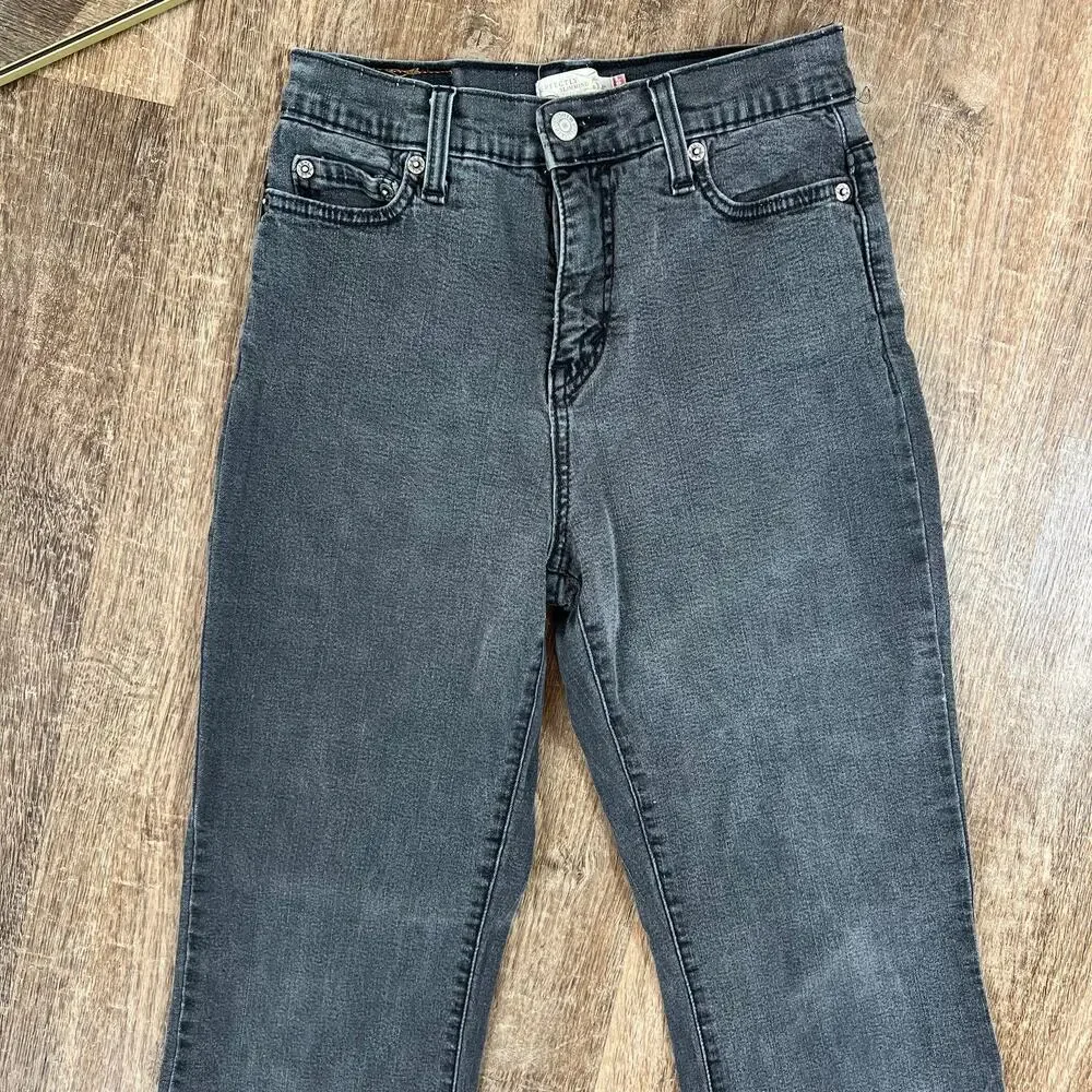 Vintage Y2K Levis High Rise Slimming 512 Boot Flare Faded Black Jeans Raw Hem